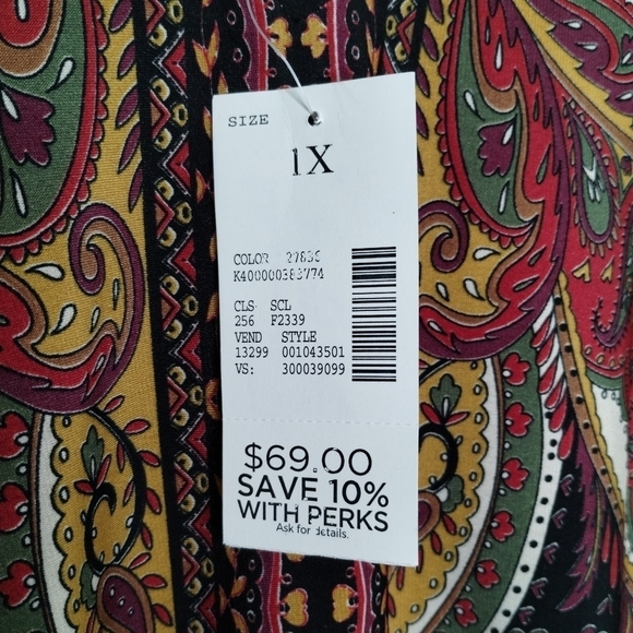 Catherines Colorful Patterned Top Plus Size 1X - Picture 7 of 7